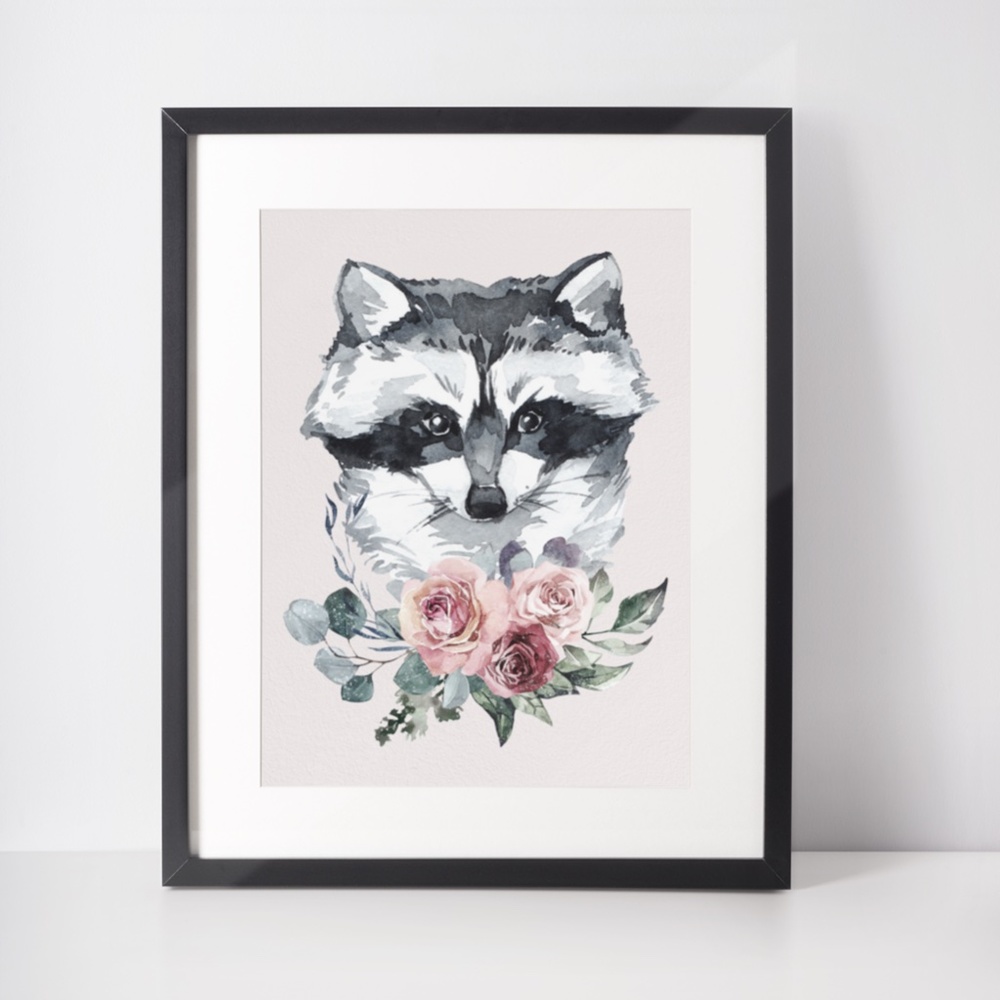 Raccoon Wall Art Watercolor Illustration Print Poster Unframed - Picture 4 of 10